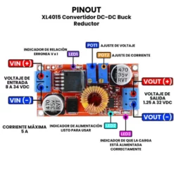 AR2667 - XL4015 Convertidor DC-DC Buck Reductor PINOUT
