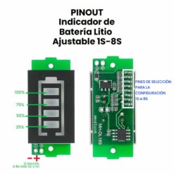 Alternative view of Indicador de Bateria Litio Ajustable 1S a 8S Color Verde