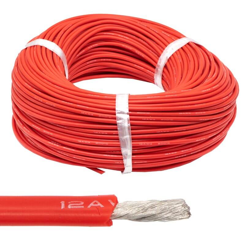 Cables de Silicona Flexibles Color Rojo 1 Metro - 12 AWG