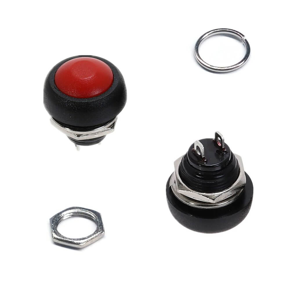 PBS-33B Mini Push Button Contra Agua 12MM - Rojo