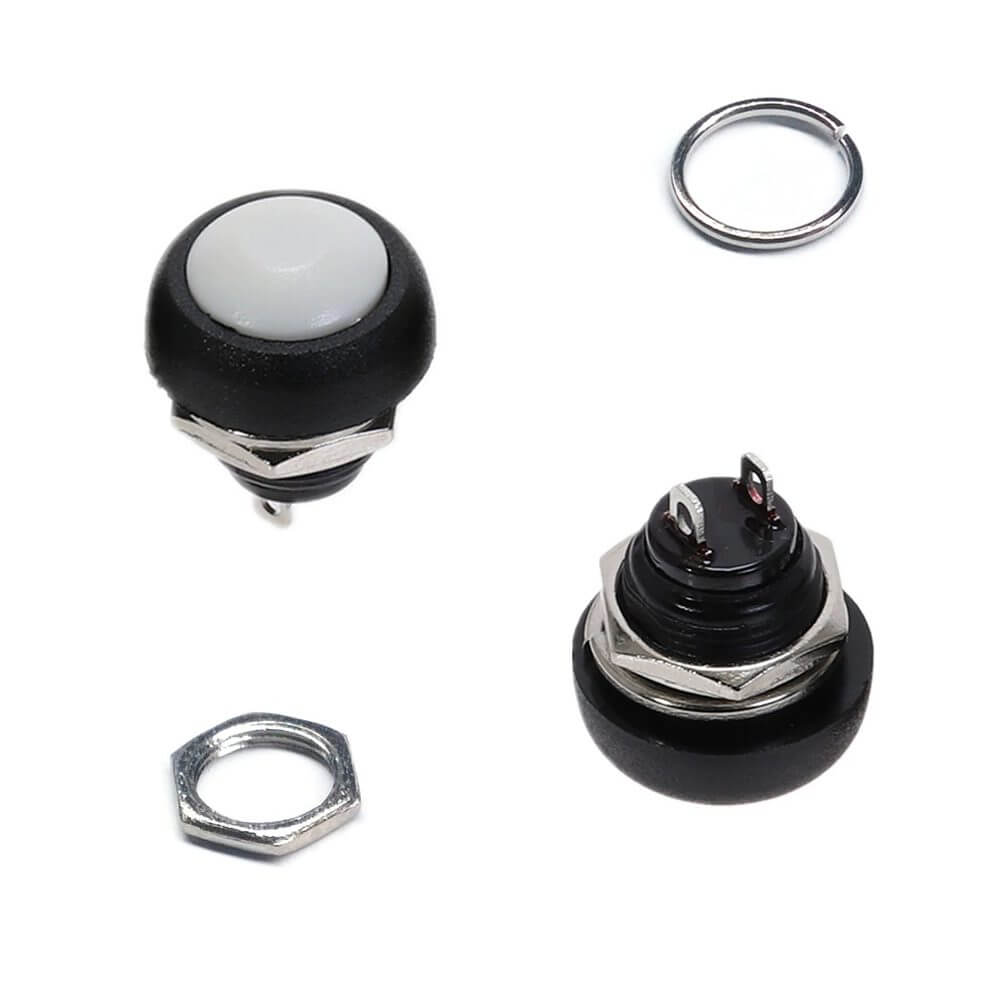 PBS-33B Mini Push Button Contra Agua 12MM - Blanco