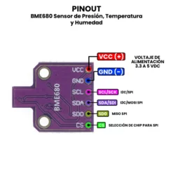 AR2892 - BME680 Sensor de Presion, Temperatura y Humedad PINOUT