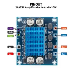 AR2909 - TPA3110 Amplificador de Audio 30W PINOUT