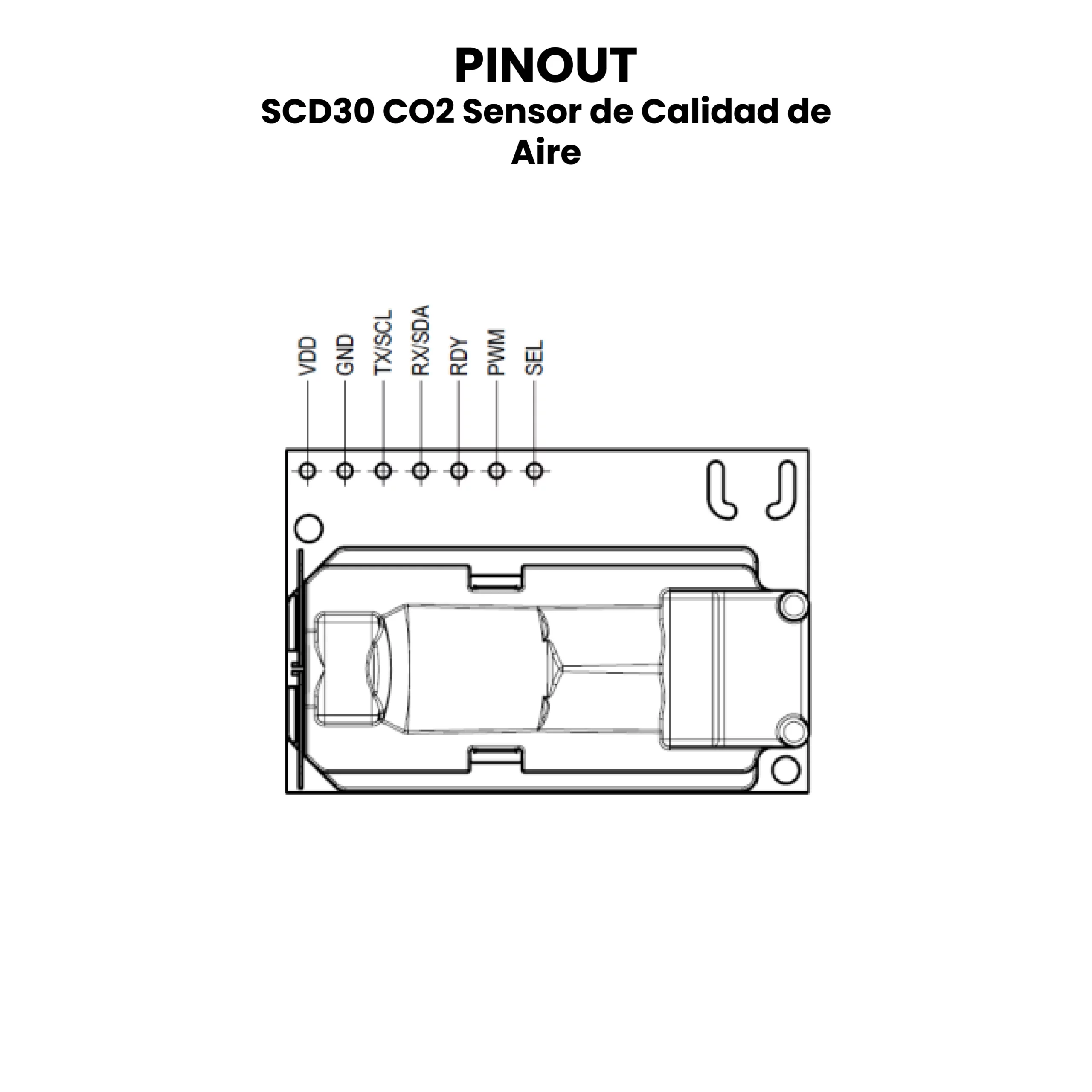 AR2952 - SCD30 CO2 Sensor de Calidad de Aire PINOUT