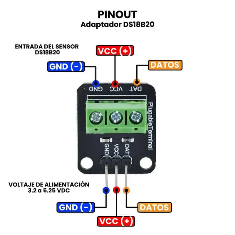 AR3009 - Adaptador DS18B20 PINOUT