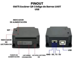 AR3082 - GM75 Escáner QR Código de Barras UART USB PINOUT