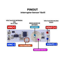 Interruptor Sensor Tactil Multifunciónal 5 a 24V Pinout
