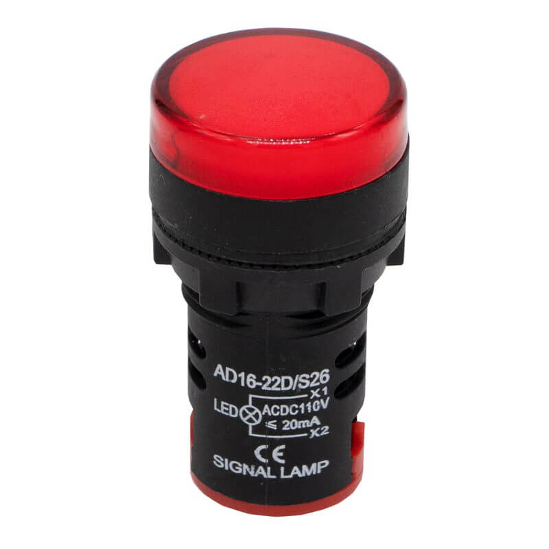 AD16-22D Indicador de Luz Verde / Rojo / Amarillo 110V - Rojo