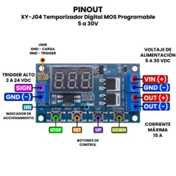 AR3147 - XY-J04 Temporizador Digital MOS Programable 5 a 30V PINOUT