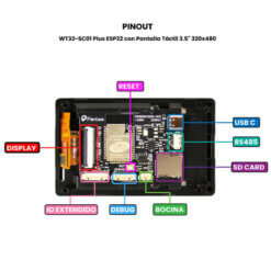 AR3220 - WT32-SC01-Plus-ESP32-con-Pantalla-Tactil-3.5-320x480 - PINOUT