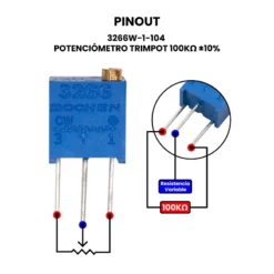 3266W 1 104 Potenciómetro Trimpot 100kΩ 10%