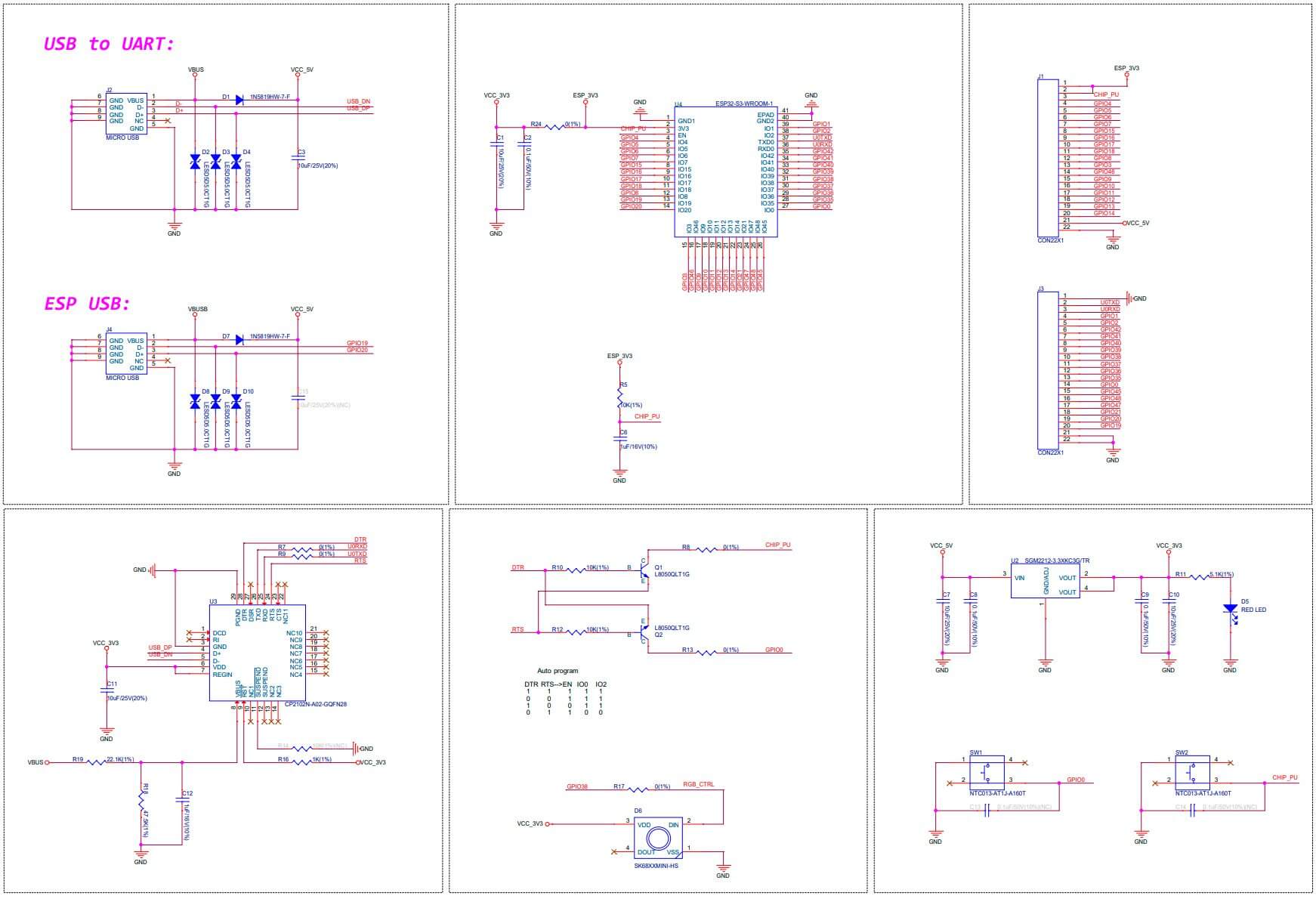 AR3260 - ESP32-S3-WROOM-1-N16R8 16MB FLASH 8MB PSRAM Diagrama esquemático