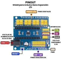 AR3342 - Shield para Arduino Nano Expansion I-O PINOUT