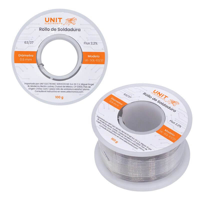 Rollo de Soldadura Estaño con 100/500g y Ø0.6/0.8mm
