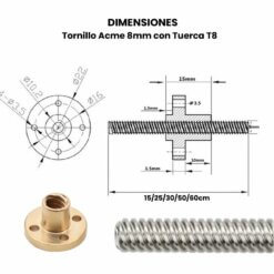 Tornillo Acme 8mm con Tuerca T8