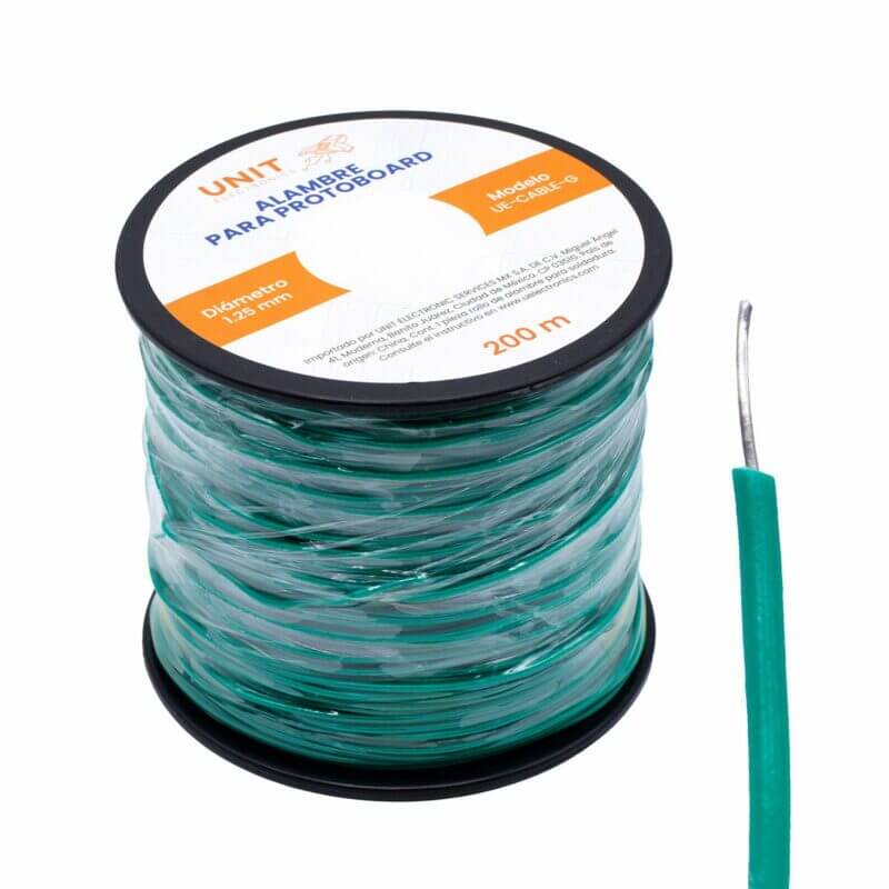 Alambre para Protoboard 24AWG Verde 200m