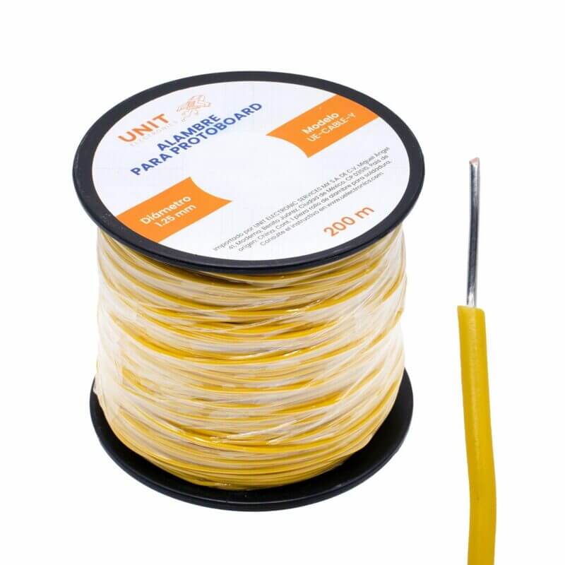Alambre para Protoboard 24AWG Amarillo 200m