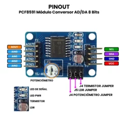 AR3549 - PCF8591 Módulo Conversor ADDA 8 Bits