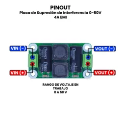 AR3456 - Placa de Supresión de Interferencia 0-50V 4A EMI PINOUT