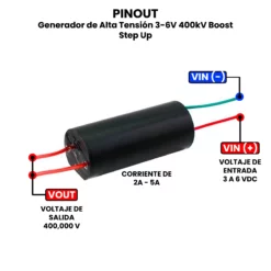 AR3464 - Generador de Alta Tensión 3-6V 400kV Boost Step Up PINOUT