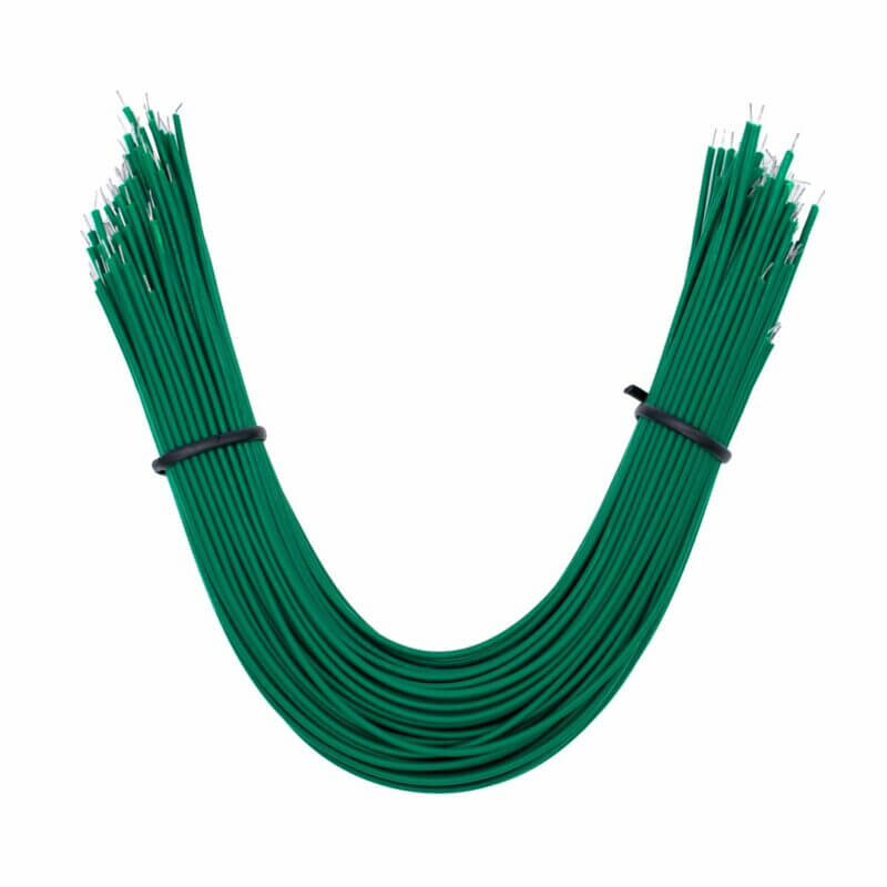 Cable de Alambre Estañado 24AWG 20cm 100 Piezas - Verde