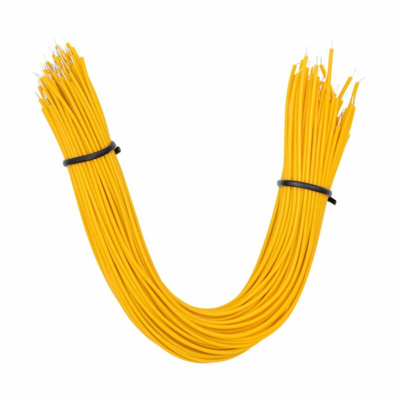 Cable de Alambre Estañado 24AWG 20cm 100 Piezas - Amarillo