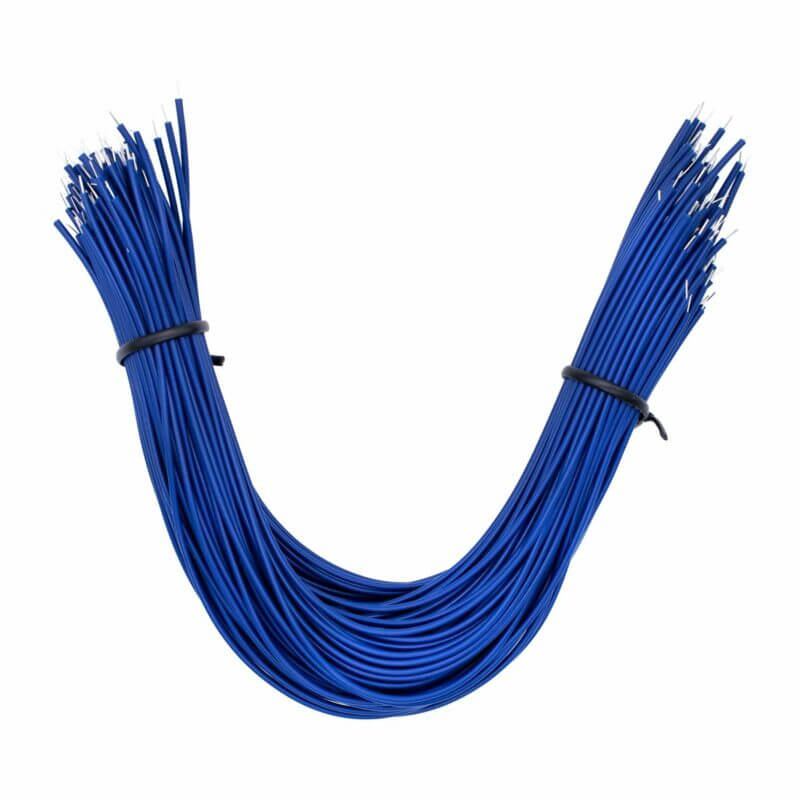 Cable de Alambre Estañado 24AWG 20cm 100 Piezas - Azul