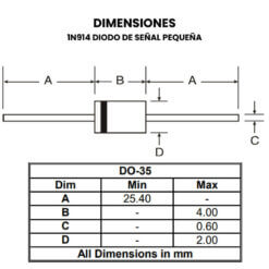 1N914 Diodo de Señal Pequeña