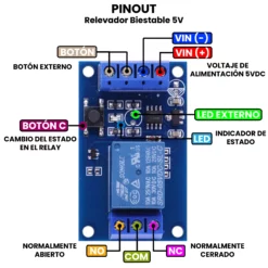 AR3685 - Relevador Biestable 5V PINOUT
