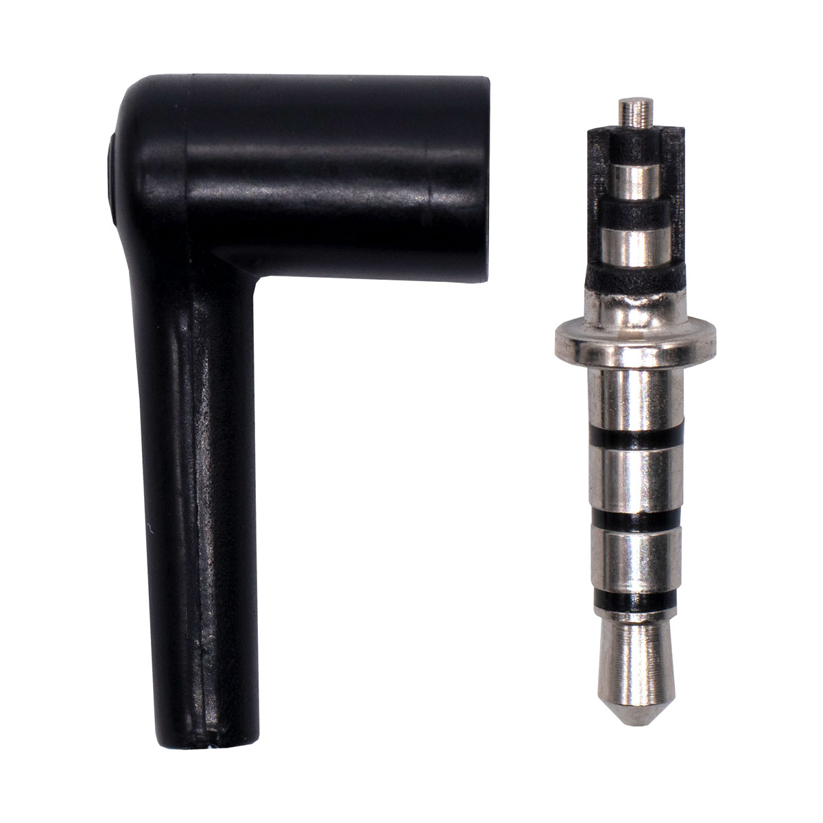 Conector Estéreo de 3.5mm 90 grados Niquelado Negro - Imagen 2