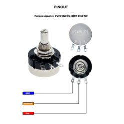 OFERTA-280 Potenciómetro RV24YN20S-B105 B1M 2W - Pinout