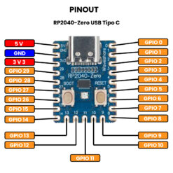 AR3822 - RP2040-Zero 2MB Flash USB Tipo C -Pinout