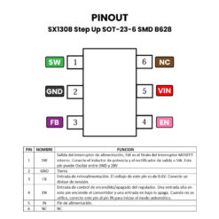 SX1308 Step Up SOT-23-6 SMD B628 pinout