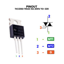 TIC226D Triac 8A 400V TO-220 pinout_V2