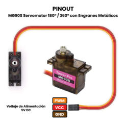 Alternative view of MG90S Servomotor 180° / 360° con Engranes Metálicos