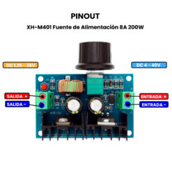 XH-M401 Fuente de Alimentación 8A 200W - Pinout