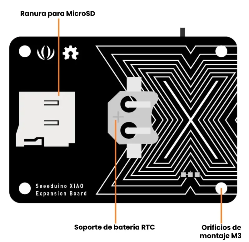 XIAO Tarjeta de Expansión con Grove OLED Elementos Posterior