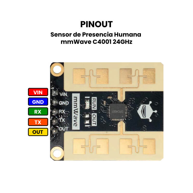 Sensor de Presencia Humana mmWave C4001 24GHz Pinout