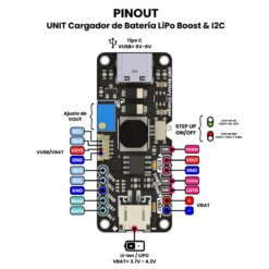 UNIT Cargador de Batería LiPo Boost & I2C Pinout