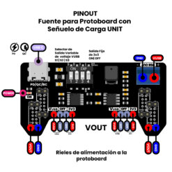Fuente para Protoboard con Señuelo de Carga UNIT PINOUT