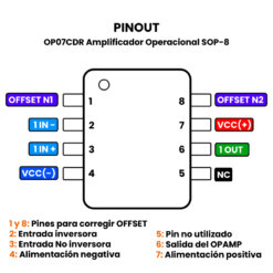 OP07CDR Amplificador Operacional SOP-8 Pinout