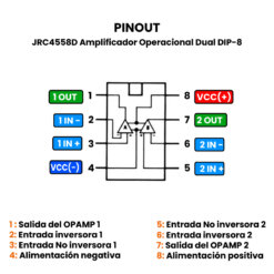 JRC4558D Amplificador Operacional Dual DIP-8 Pinout