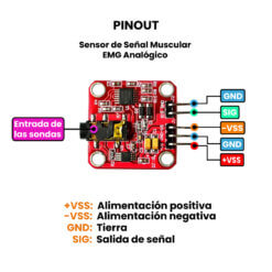 Sensor de Señal Muscular EMG Analógico Pinout