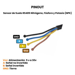 Sensor de Suelo RS485 (Nitrógeno, Fósforo y Potasio) Pinout