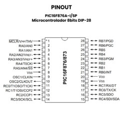PIC16F876A ISP Microcontrolador 8bits DIP-28 Pinout