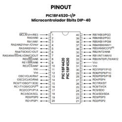 PIC18F4520-IP Microcontrolador 8bits DIP-40 Pinout