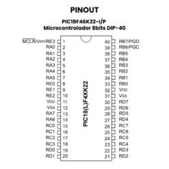 PIC18F46K22-IP Microcontrolador 8bits DIP-40 Pinout