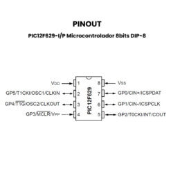PIC12F629-I/P Microcontrolador 8bits DIP-8 Pinout