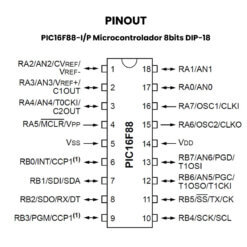 PIC16F88-I/P Microcontrolador 8bits DIP-18