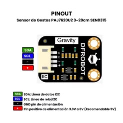 Sensor de de Gestos PAJ7620U2 3~20cm SEN0315 Pinout